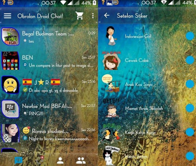 BBM Mod Droid Chat! v5.7.28 Thema Transparan Beckup Sticker